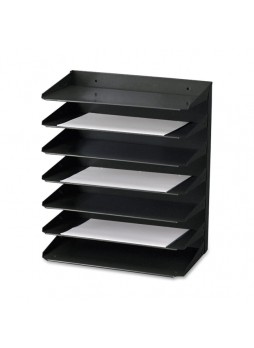 Safco Letter-Size Desk Tray Sorter, 6 tiers, Black / Steel, Each